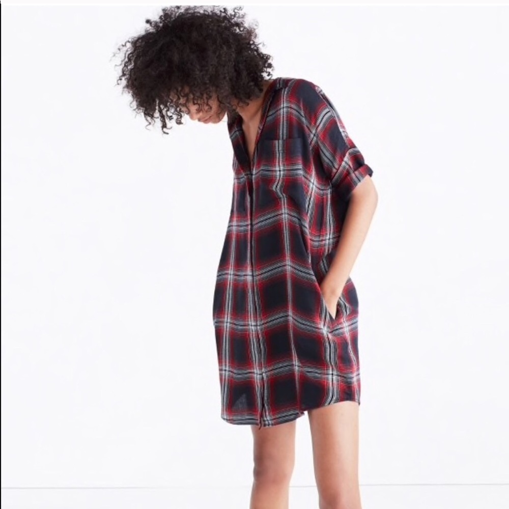 NEW • Madewell • Courier Shirt Dress Collins Plaid - Picture 2 of 5
